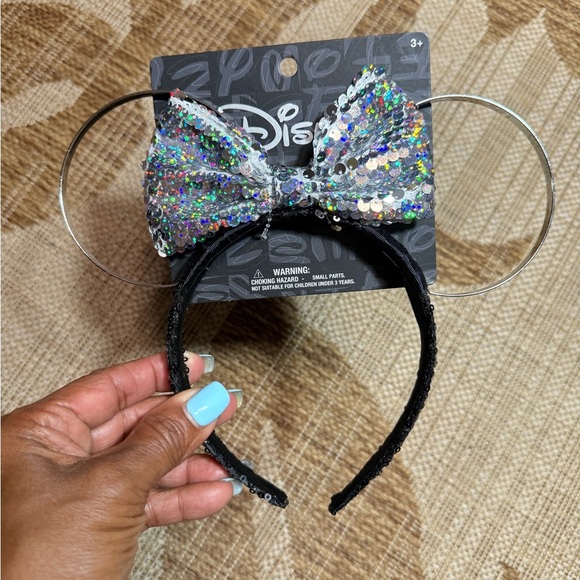 DISNEY EARS - 2 pieces! Black/Silver & Black wire Mickey Mouse Disneyworld NEW - Picture 3 of 6
